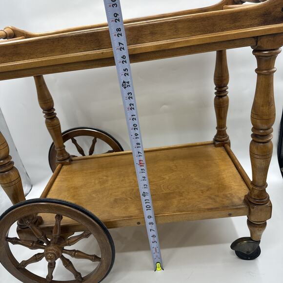 Antique Oak Tea Cart Cushman - Picture 10 of 16